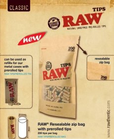 RAW Pre-Rolled Filter Tips Bag of 200