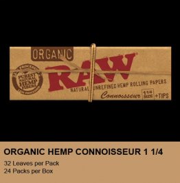 RAW Connoisseur Organic 1 1/4 Size + Tips