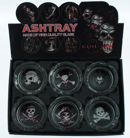 Glass Ashtray Skull Design