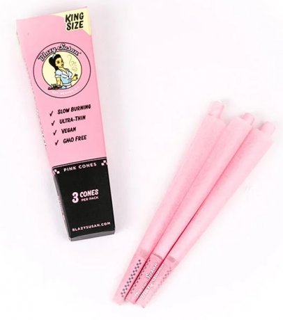 Blazy Susan King Size Pink Pre Rolled Cones x 3